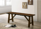 Rustic Walnut Finish 1pc Bench Only Live Edge Design Distressed Wood Seat Dining Room Furniture Solid wood Bench - Grand Goldman Shop