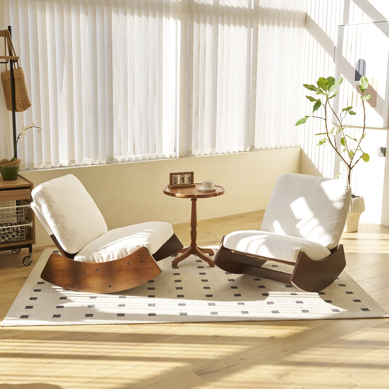 Comfortable Glider Rocking Chair, High-Quality Upholstery Glider Chair, Solid Wood Frame, Perfect for Multiple Settings Accent Reading Chair for Bedroom,Living Room,Set of 2 - Grand Goldman Shop