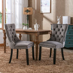 Nikki Collection Modern, High-end Tufted Solid Wood Contemporary Velvet Upholstered Dining Chair with Wood Legs Nailhead Trim 2-Pcs Set,Gray, SW2001GY - Grand Goldman Shop