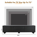 ON-TREND Cream Style TV Stand with Arched Doors & 2 Drawers for TVs up to 75', Minimalist Media Console with Rebound Device, Entertainment Center with 5 Iron Round Legs for Living Room, Bedroom, Black - Grand Goldman Shop