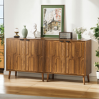 Farmhouse Style Sideboard Buffet Cabinet with Storage, Walnut Wood Coffee Bar Cabinet, 31.5' W - Grand Goldman Shop