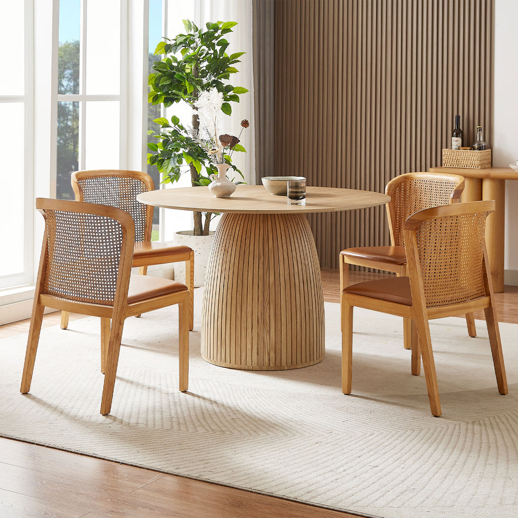 Round Dining Table Modern Wood Kitchen Table 47.24' Circular Tabletop for Leisure Coffee Table OAK. - Grand Goldman Shop