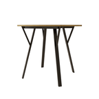 Modern Round Dining Table, Rustic Brown MDF Top with Black Metal Legs, 35.43 Inch Diameter for 2-4 People - Grand Goldman Shop