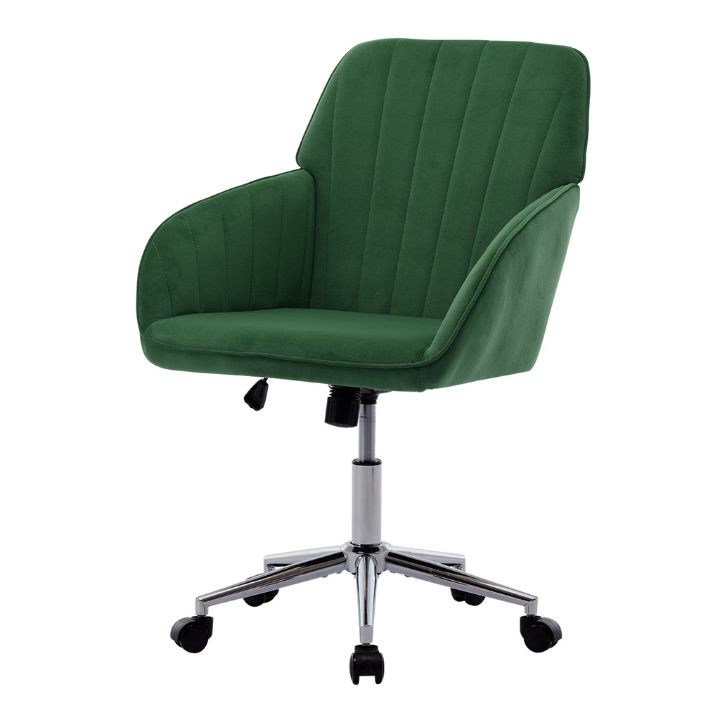 TY Adjustable Office Chair, Ergonomic Swivel Chair with Velvet Backrest Seat in Green, Comfortable for Long Sitting - Grand G
