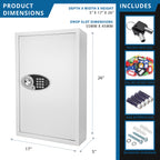 Secure 144 Keys Key Cabinet with Digital Keypad in White Steel - Grand Goldman