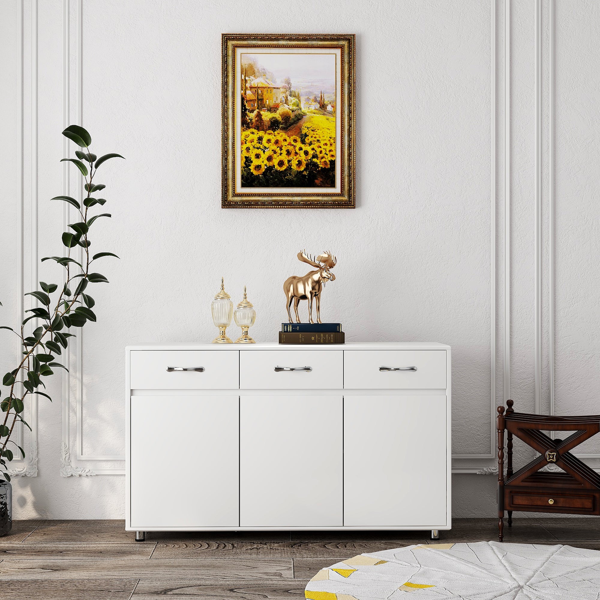 Three Doors Side Table-White - Grand Goldman Shop