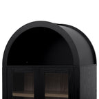 K&K 71' Tall Arched Kitchen Pantry Cabinet with 2 Large Drawers, Modern Farmhouse Kitchen Storage Cabinets with Adjustable Shelves, Glass Door, Wood Versatile Cupboard for Kitchens, Dining Room, Black - Grand Goldman Shop