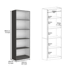 Vinton 4-Tier Bookcase with Modern Storage for Books and Decor, Matt Gray / White - Grand Goldman