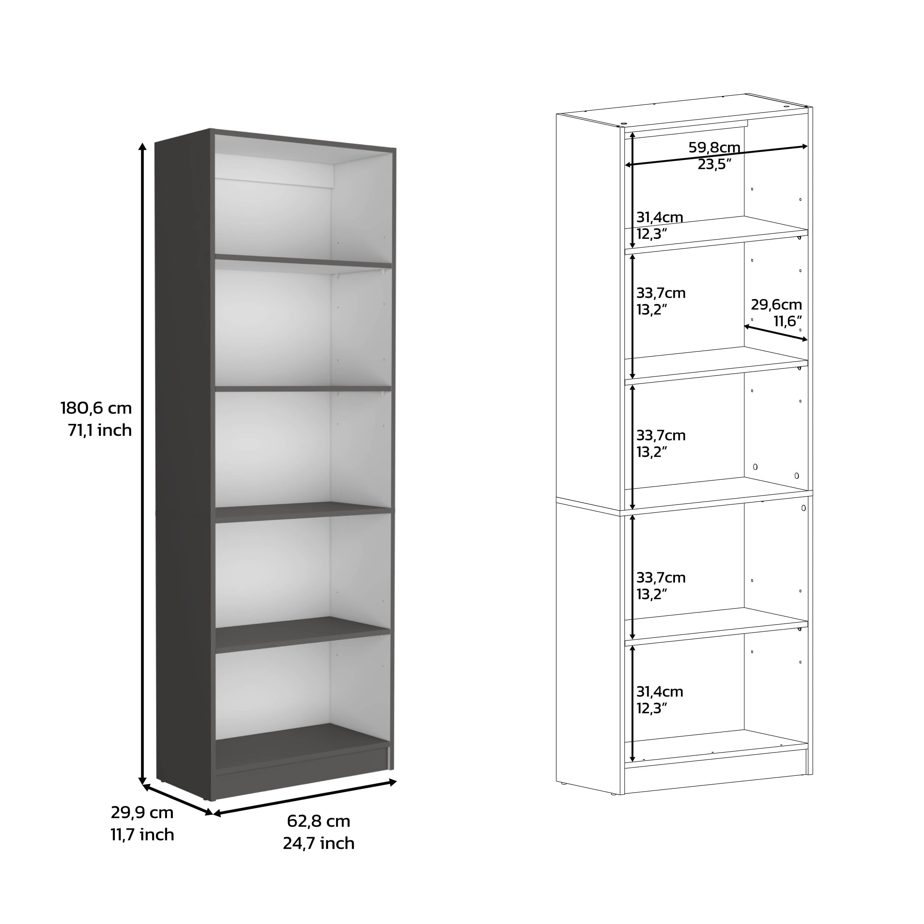 Vinton 4-Tier Bookcase with Modern Storage for Books and Decor, Matt Gray / White - Grand Goldman