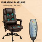High Back Reclining Office Chair,Massage Office Chair with 6 Vibrating Points with Footrest and Remote - Grand Goldman