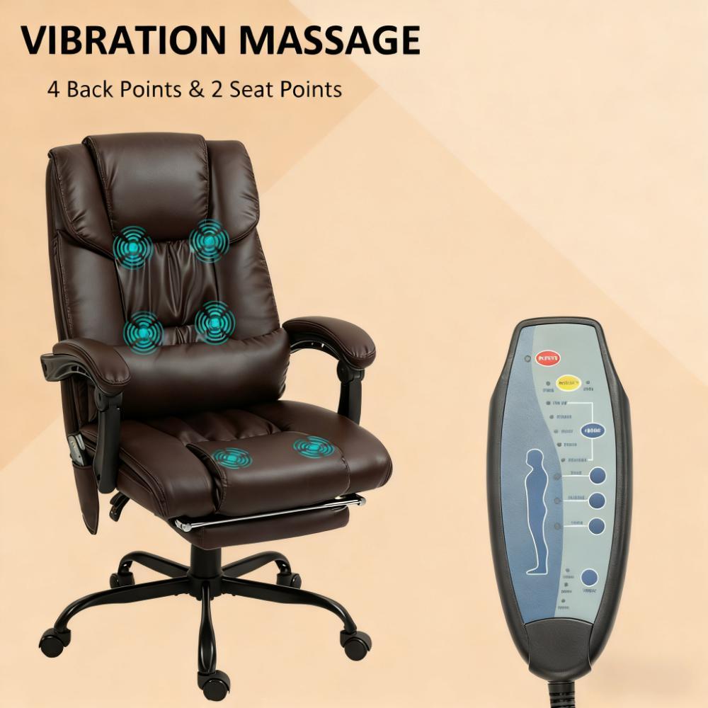 High Back Reclining Office Chair,Massage Office Chair with 6 Vibrating Points with Footrest and Remote - Grand Goldman