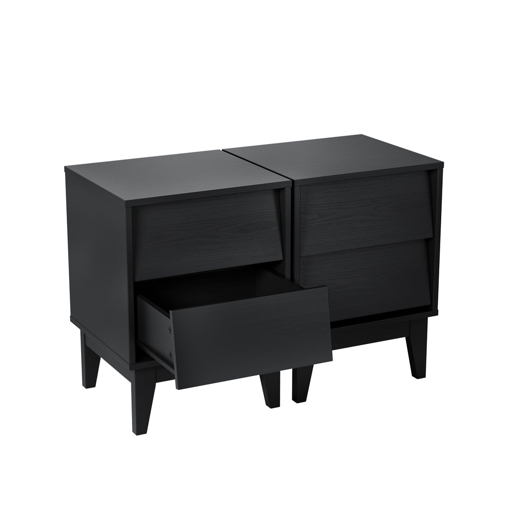 2 Set Nightstands Features Vintage-style and Bevel Design, Made of MDF, Mid Century Modern Nightstand, Night Stand for Bedroom - Grand Goldman Shop