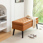 Storage Bench with Storage Bench for Bedroom End of Bed Bench Foot of Bed Bench Entryway Bench Storage Ottoman Bench 43.3' W x 17.7' Brown Leather Bench - Grand Goldman Shop