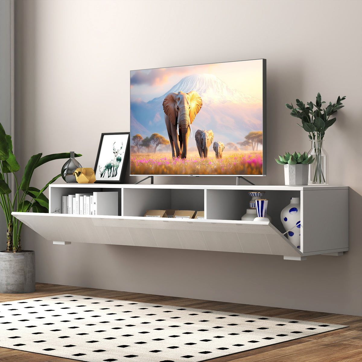 Modern Entertainment Center with Storage   Media Console for Living Room - Grand Goldman Shop