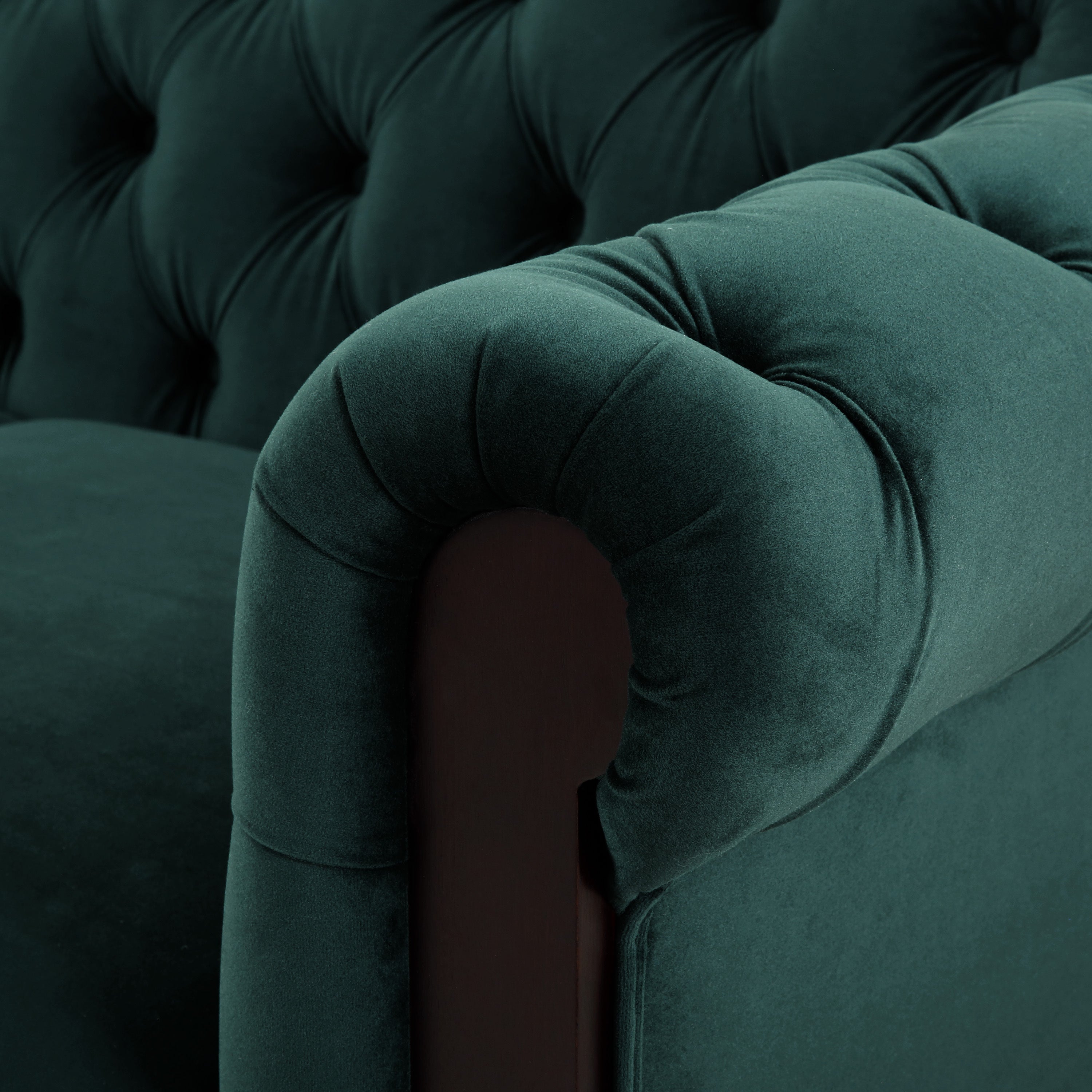 VIVALUX Chesterfield Velvet Loveseat Sofa 2-Person Rolled Arm Upholstered Couch Forest Green 59.44' - Grand Goldman Shop