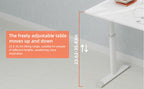 Adjustable Study Desk for Kids and Adults, Height-Adjustable Home Office Desk, White Frame with White Wood Tabletop, 60cm x 8