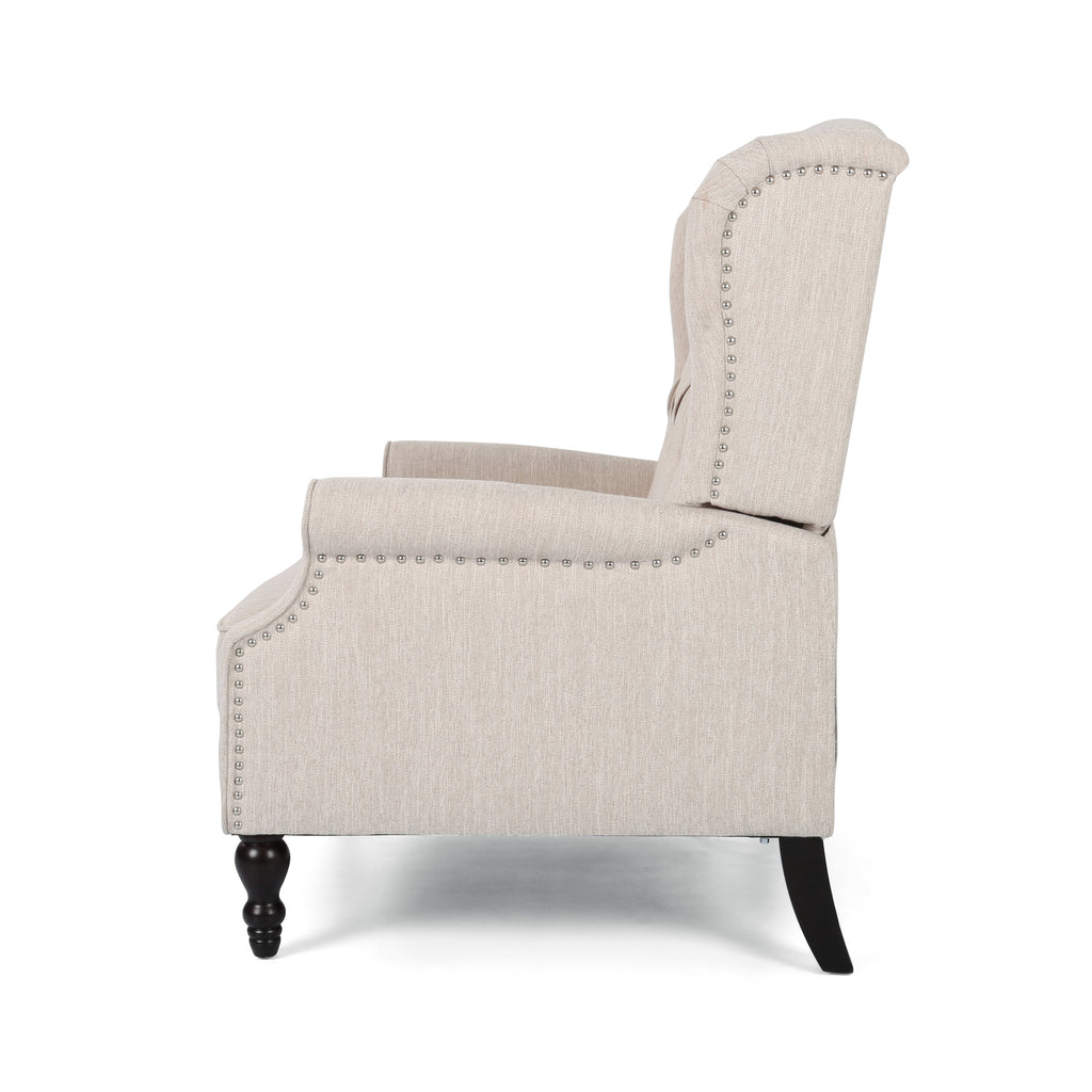 Push Back Recliner Chair Fabric Lounge Armchair Pushback Recliner with Rivet Decoration Wingback Single Sofa Chair with Padded Seat for Living Room, Bedroom 33.25D x 37.75W x 42.5H in - Grand Goldman Shop
