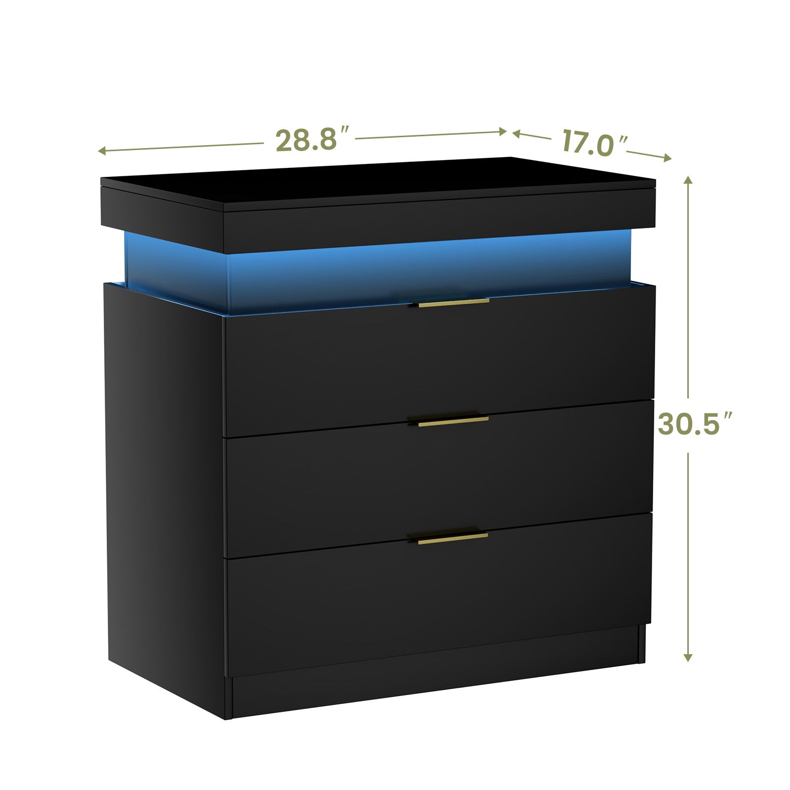 Nightstand with Charging Station and LED Lights,Night Stand with Sliding Top for Bedroom,Bedside Table with Drawers,Modern End Side Table,Black.28.8''W x 17''D x 30.5''H. - Grand Goldman Shop