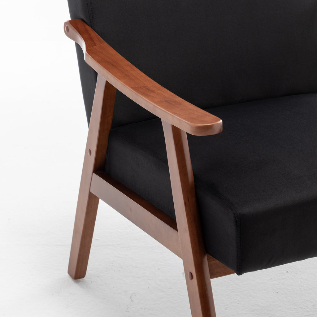 Mid-Century Modern Wingback Accent Chair with Solid Wood Frame and Extra-Thick Backrest – Lounge Chair for Living Room, Bedroom, or Reading Room - Grand Goldman Shop