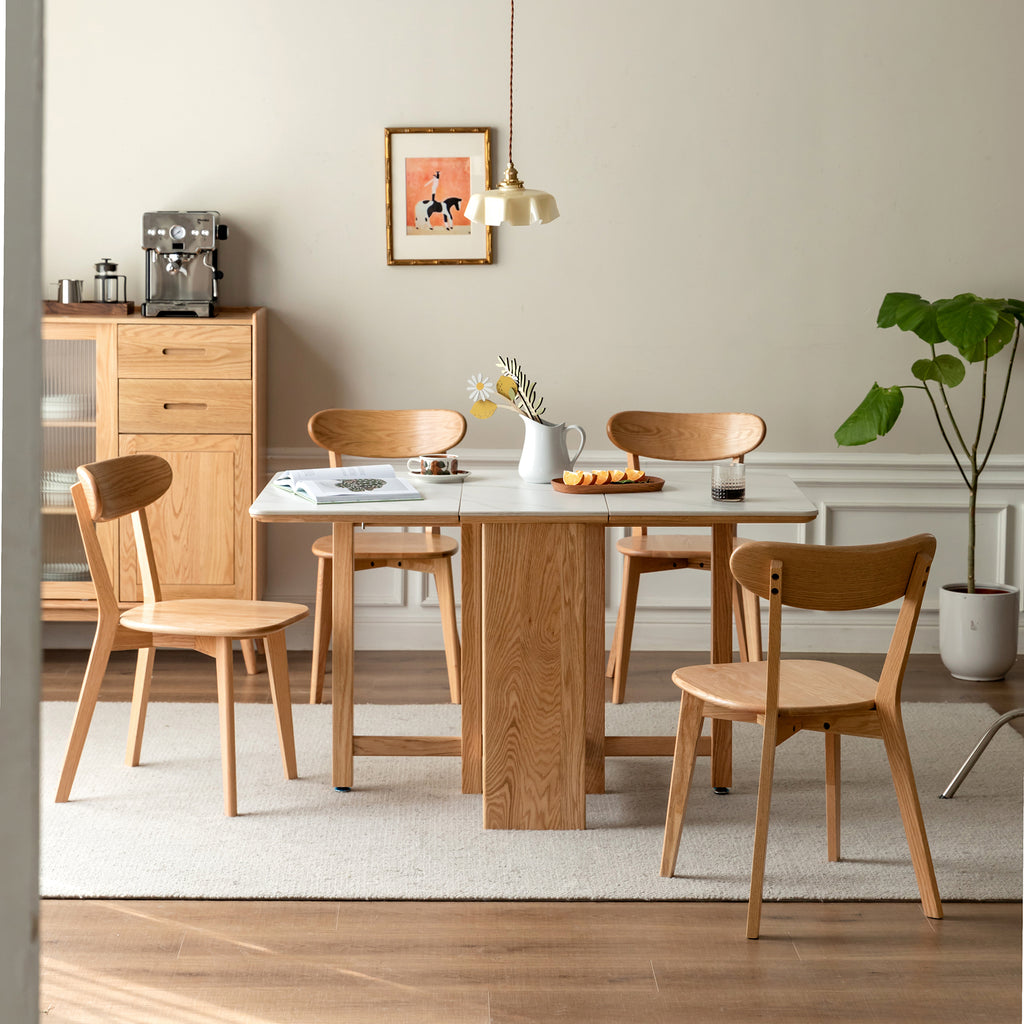 Natural Oak Dining Chair Set of 4 - Solid Wood, FAS Grade, Simple Design, 46.5x54x80cm - Grand Goldman Shop