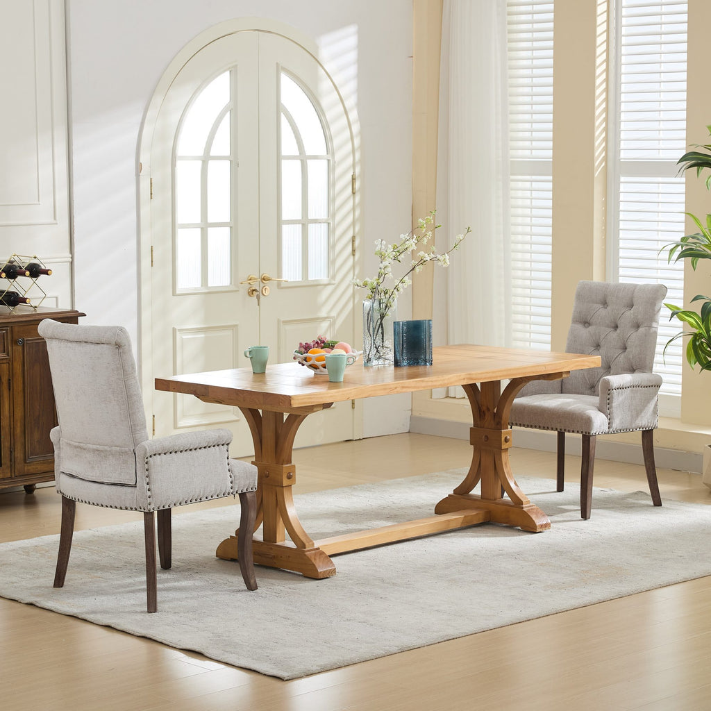 Upholstered Chenille Fabric Accent Dining Chair, Curved Solid Wood Legs, Elegant Tufted Club Dining Room Kitchen Room Arm Dining Chair, Single Pack,Beige,SW1895BG - Grand Goldman Shop