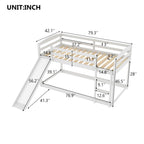 White Twin over Twin Bunk Bed with Convertible Slide and Ladder, Pine Wood and MDF, 79.3''L x 84.4''W x 46.5''H - Grand Goldman Shop