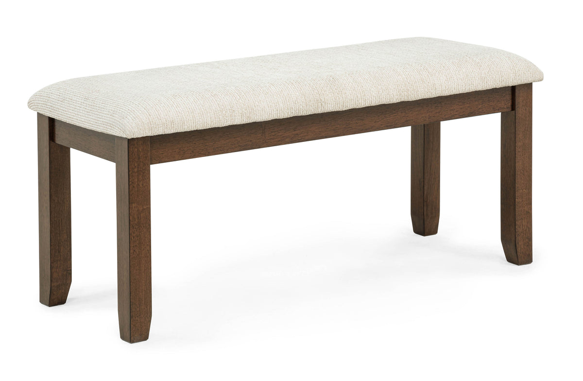 1pc Rich Wood Finish Beige Fabric Upholstered Bench Wooden Dining Room Furniture - Grand Goldman Shop