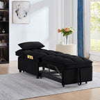 4 in1 Multi-Function Single Sofa Bed with Storage Pockets,Tufted Single Pull-out Sofa Bed with Adjustable Backrest and Pillows ,Convertible  Chaise Lounge,Black - Grand Goldman Shop