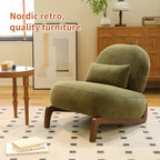 Cute Accent Chair with Solid Wood Legs, Velvet Living Room Chair with Soft Cushion, Cozy Bedroom Chair, Comfy Armless Reading Chair for Apartment, Waiting Room, Balcony (Green) - Grand Goldman Shop