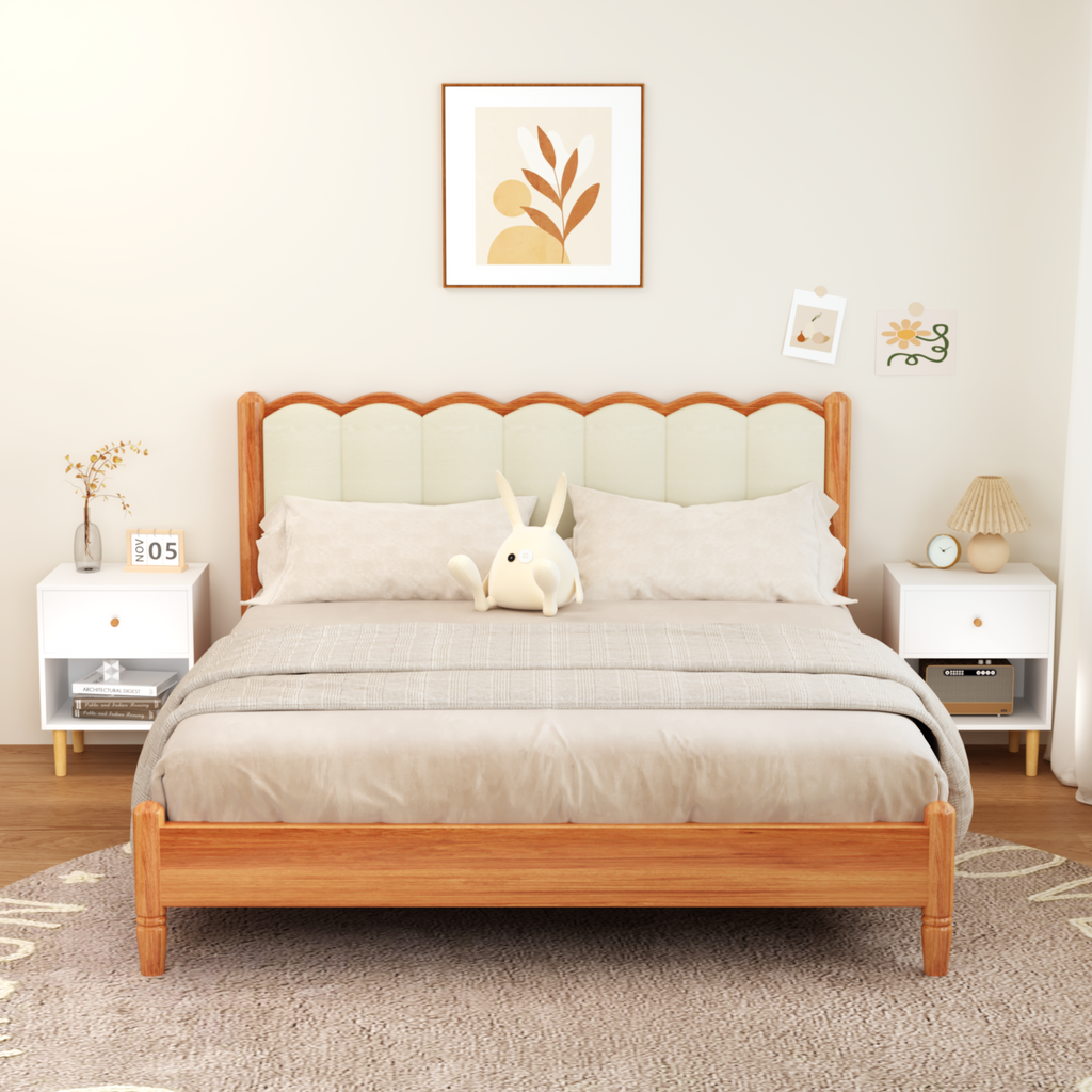 23.22''H White MDF Wooden Nightstand with One Drawer and One Shelf for Kids and Adults - Grand Goldman Shop
