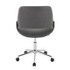 Contemporary Office Chair in Chrome Metal and Grey Faux Leather | Premium Home Decor - Grand Goldman