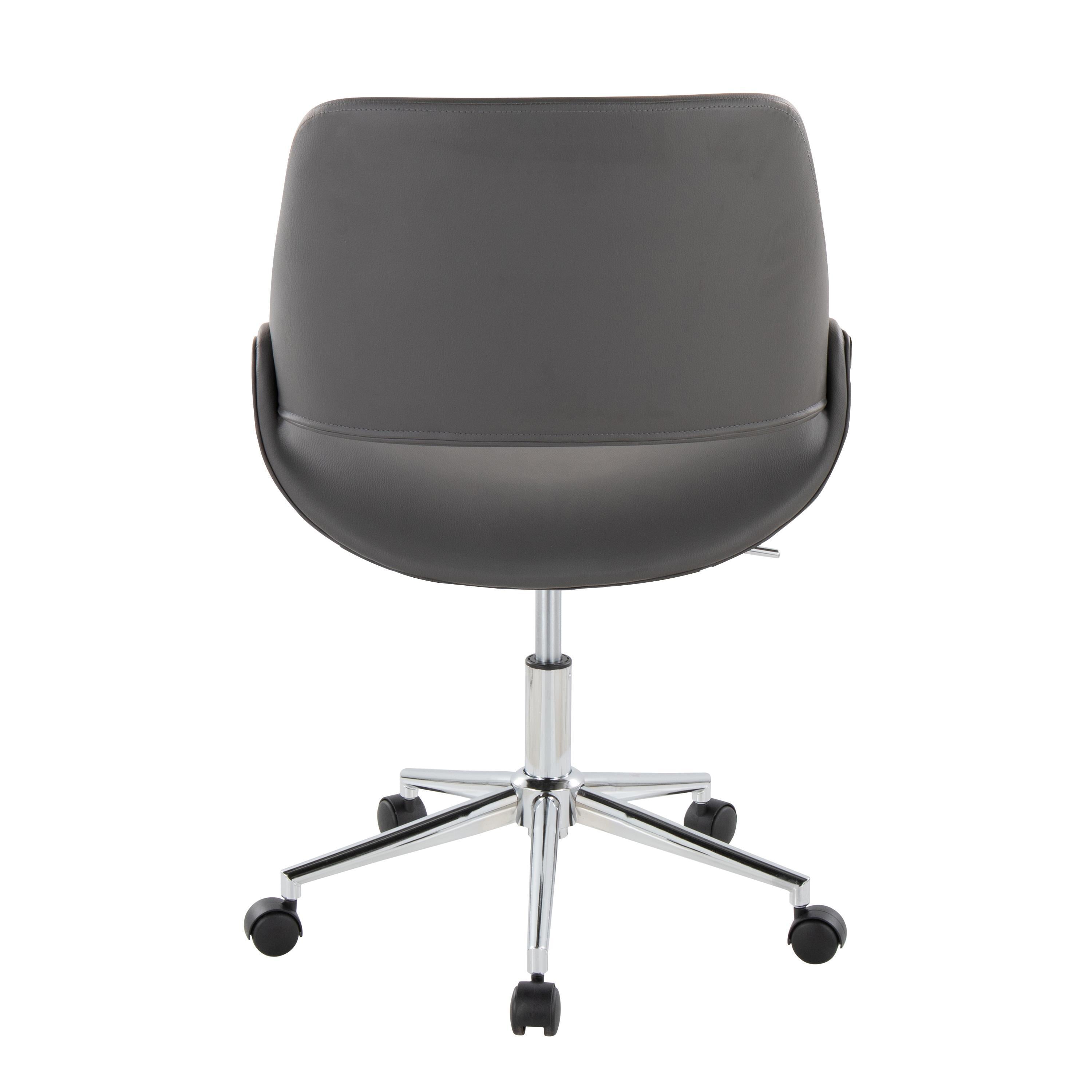 Contemporary Office Chair in Chrome Metal and Grey Faux Leather | Premium Home Decor - Grand Goldman