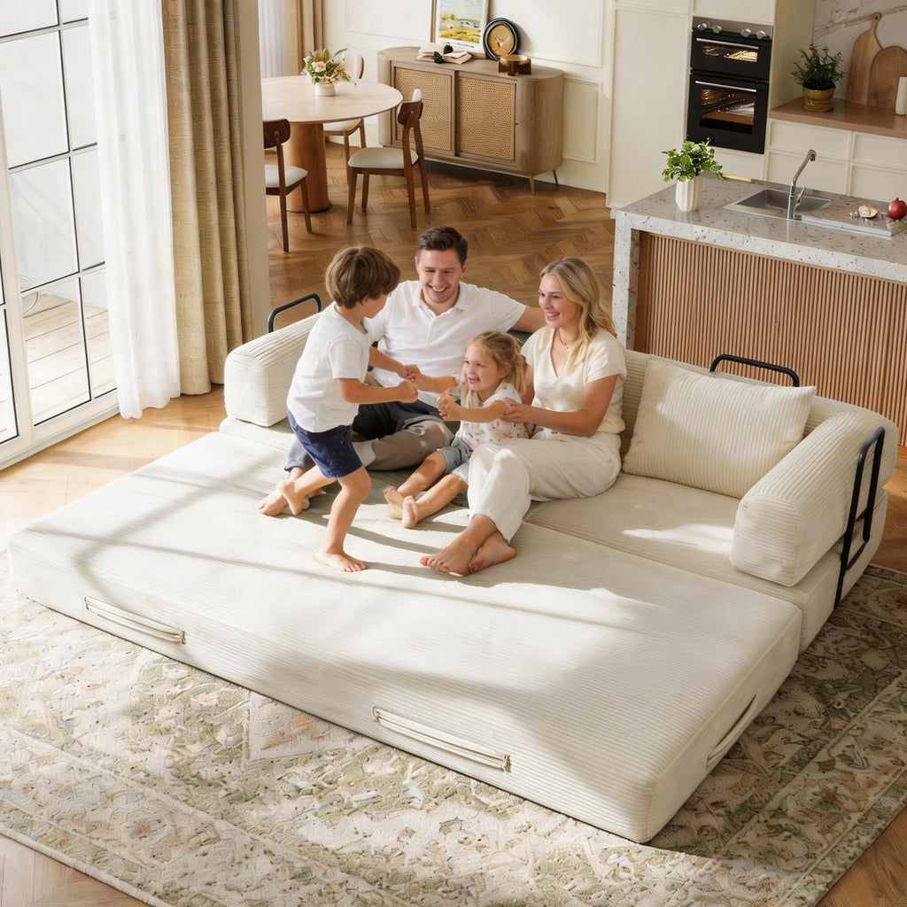78 Inch Convertible Sleeper Sofa Bed, Futon Boneless Couch Lounge Loveseat with Pull Out Bed, No Assembly Required - Grand Goldman Shop
