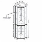 Corner Lighted Curio Cabinet Corner Glass Cabinet Lighted Curio Cabinet Corner Display Case for Living Room, Curio Cabinet, Antique collection, Wine,Bar Glass Storage Light Included,Antique White - Grand Goldman Shop