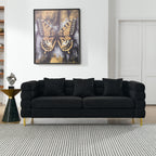 Streamline Modern 81 Inch Oversized 3 Seater Sectional Sofa in Black Teddy Fabric with 3 Lumbar Pillows, Deep Seating Comfort for Living Room Bedroom Office - Grand Goldman Shop