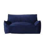 Fila Velveteen 2 Seater Oversized Bean Bag Chair with Armrests, Navy Blue Velvet, 60x40x23 inches - Grand Goldman Shop