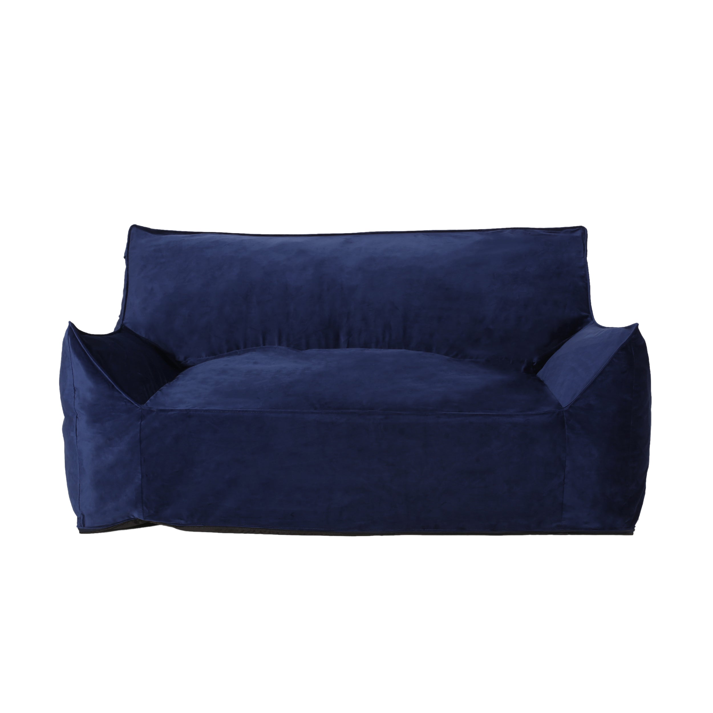 Fila Velveteen 2 Seater Oversized Bean Bag Chair with Armrests, Navy Blue Velvet, 60x40x23 inches - Grand Goldman Shop