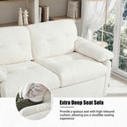 Convertible Pull-Out Queen Sleeper Sofa, 3-in-1 Loveseat with Side Storage & 8 Silent Casters, Beige Chenille Fabric, Fits Living Room, Bedroom, Apartment - Grand Goldman Shop