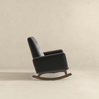 Elegant Style Demetrius Dark Grey Fabric Rocking Chair with Solid Wood Frame for Living Room and Nursery 36.6'H x 27.5'W x 39'D for Living Room Bedroom Reading - Grand Goldman Shop