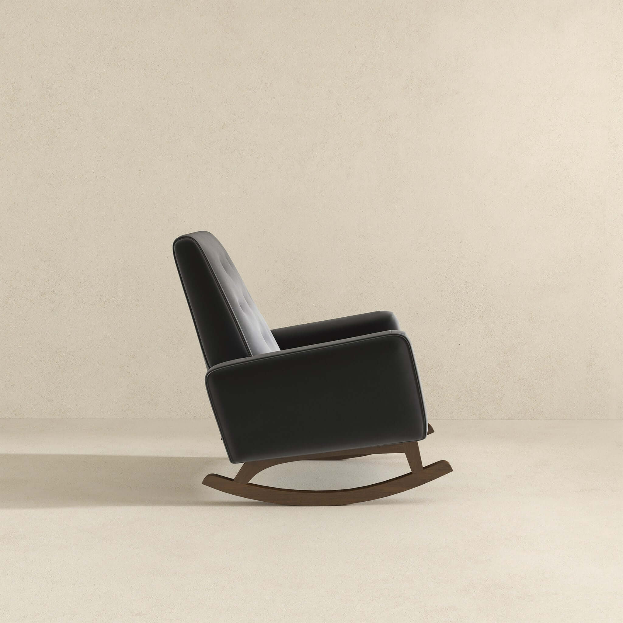 Elegant Style Demetrius Dark Grey Fabric Rocking Chair with Solid Wood Frame for Living Room and Nursery 36.6'H x 27.5'W x 39'D for Living Room Bedroom Reading - Grand Goldman Shop