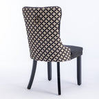 Classic Velvet Dining Chairs,  High-end Tufted Solid Wood Contemporary Velvet Upholstered Dining Chair with Wood Legs Nailhead, SET OF 2,Black and Patterned,SW2201BK - Grand Goldman Shop