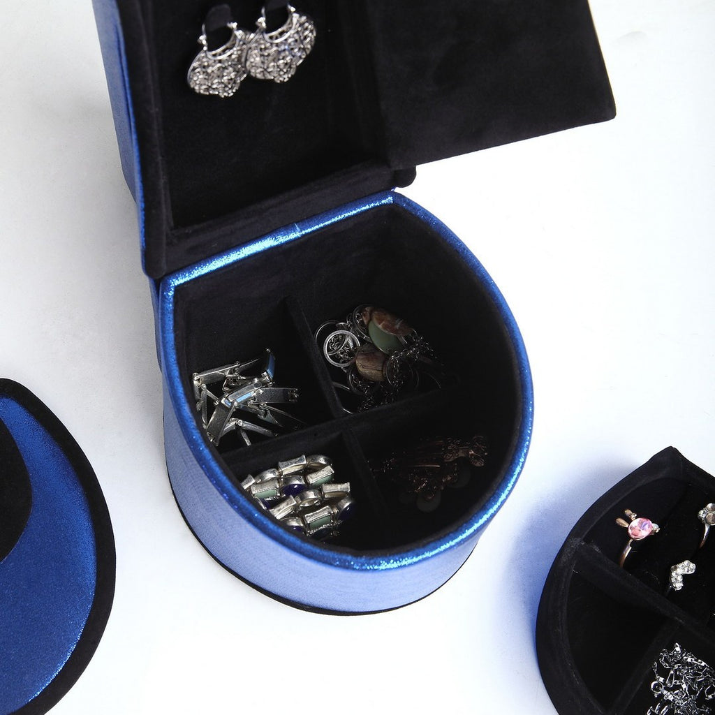 9' Tall Display Jewelry Box with Hidden Storage, High Heel Shoe Design, Blue Velvet - Grand Goldman Shop