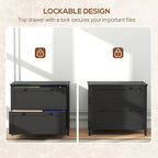 HOMCOM 2 Drawer File Cabinet with Lock, Lateral Filing Cabinet with Keys and Adjustable Hanging Bar for Letter, A4 and Legal 