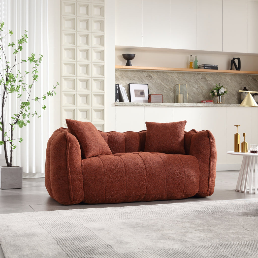 Cozy Beanbag Chair with High Resilience Foam Core for Two - Red Chenille, 66x35x25 inches - Grand Goldman Shop