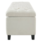 Ottoman Bench with Storage, White Boucle Surface, Rubber Wood Legs, 300 lbs Capacity - Grand Goldman Shop