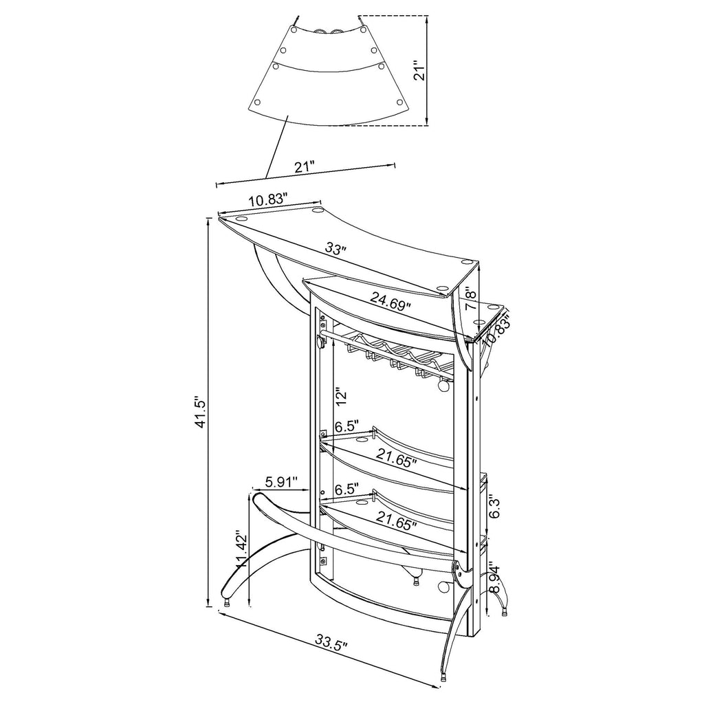 Elaina Black 2-shelf Home Bar - Grand Goldman Shop