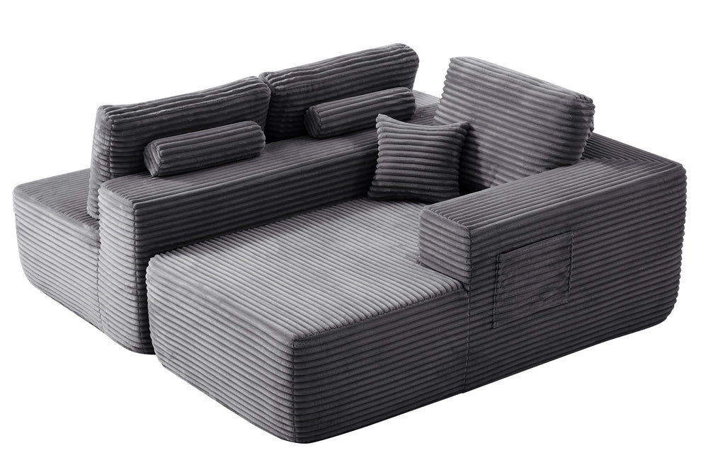 104' Cloud Sectional Sofa with L-Shape Chaise and Side Pockets , Modern Modular Design, Deep Seating, Upholstered Couch for Living Room/Bedroom, No Assembly Required (Plush Fabric), Grey,Right - Grand Goldman Shop
