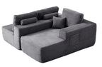104' Cloud Sectional Sofa with L-Shape Chaise and Side Pockets , Modern Modular Design, Deep Seating, Upholstered Couch for Living Room/Bedroom, No Assembly Required (Plush Fabric), Grey,Right - Grand Goldman Shop