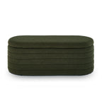 Modern Oval Storage Ottoman Bench, Upholstered Boucle Teddy Fabric End of Bed Bench with Storage, End of Bed Stool with Safety Hinge for Bedroom, Living Room, Entryway, Dark Green - Grand Goldman Shop