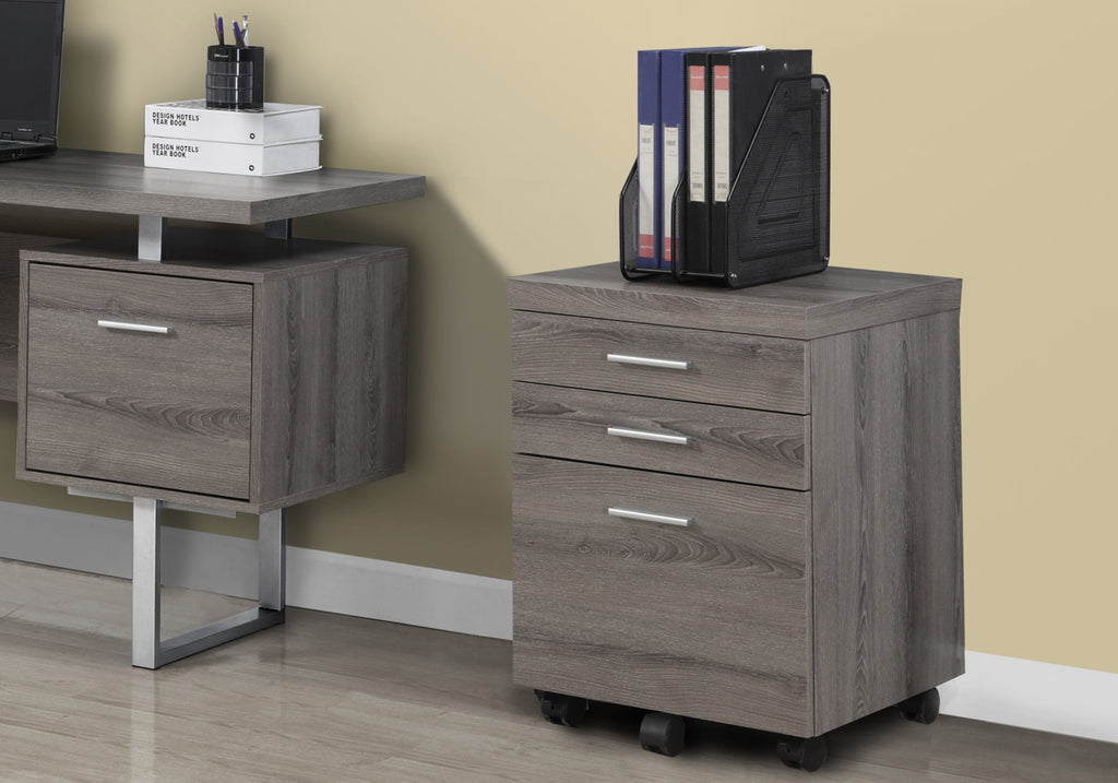 File Cabinet, Rolling Mobile, Storage Drawers, Printer Stand, Office, Work, Brown Laminate, Contemporary, Modern - Grand Gold